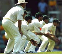 The Aussies, waiting in the slips