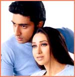 A still from Haan Maine Bhi Pyaar Kiya -- Abhishek and Karisma