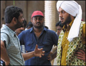 Bobby Deol and the director on the sets of 23rd March 1931 -- Shaheed