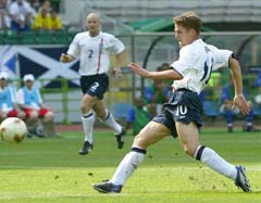 Michael Owen puts England ahead.